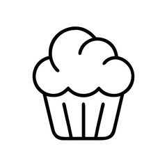 A simple line drawing of a cupcake with frosting on top