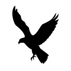 Silhouette of a Majestic Bird of Prey in Flight against White Background