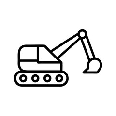 Simple line drawing of a backhoe excavator machine ready to dig