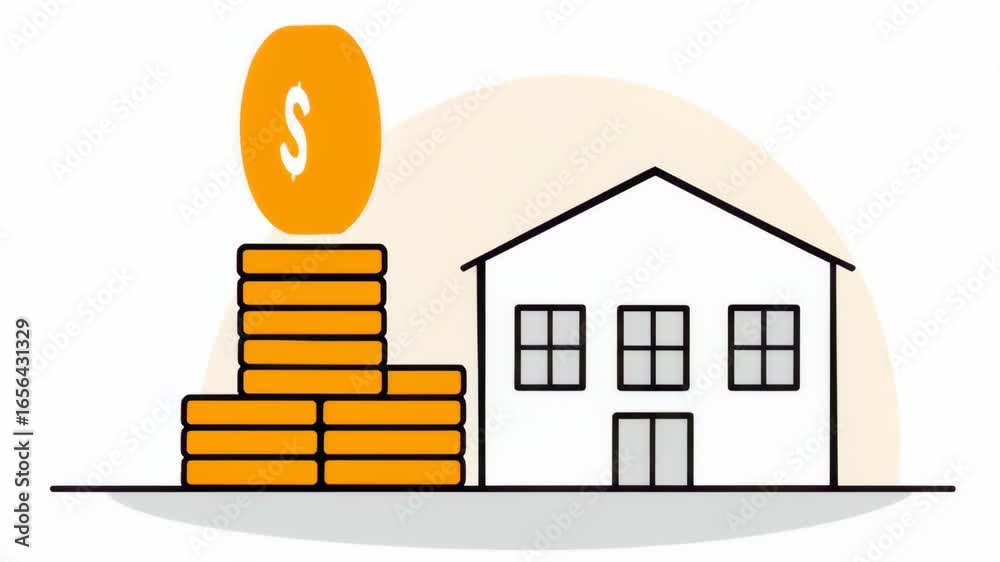 Wall mural minimal vector design of a house with stacked blocks in a clean aesthetic style
