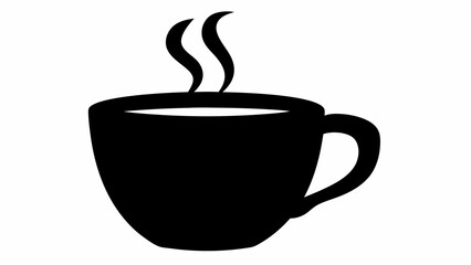 Obraz premium Black silhouette of a coffee mug with rising steam indicating a hot beverage on a white background