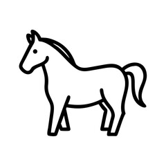 Simple line drawing of a horse standing, perfect for coloring books