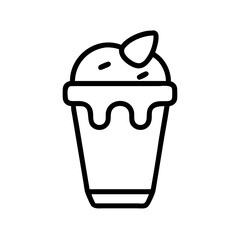 Line drawing of a sweet dessert in a cup with a topping