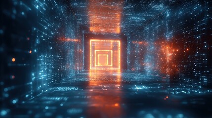 Futuristic digital tunnel