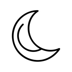 Simple Crescent Moon Illustration with a Thick Black Outline on White