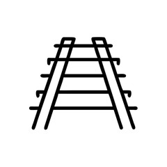 Hand Drawn Railway Tracks on White Background, Simple Black and White Illustration