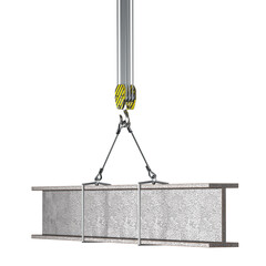 crane hook lifting steel beam 3d isolated