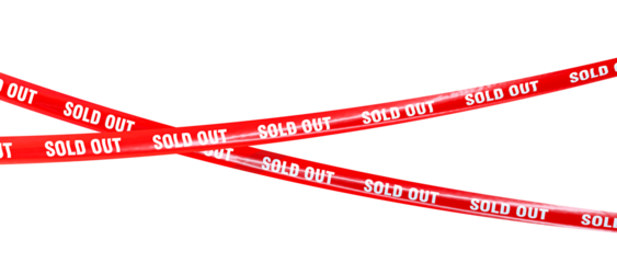 red ribbons sold out 3d isolated