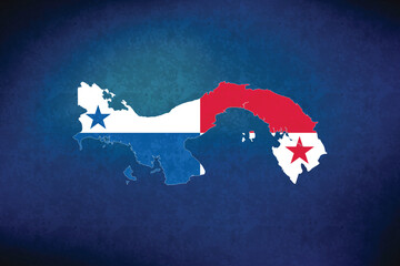 Panama vector map with flag	