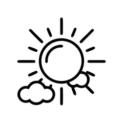 Stylized weather icon featuring the sun with cloud cover, isolated on white