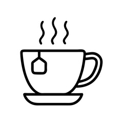 Minimalist black and white drawing of a cup of hot tea