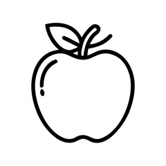 Simple Apple Icon, fresh fruit illustration on white background, outline vector
