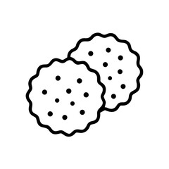 Minimalist Line Art Illustration of Two Delicious Crispy Cookies Together
