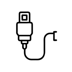 Simple line drawing of a USB cable connector for electronic devices