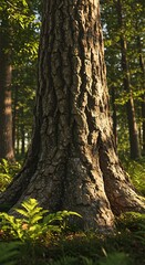 Obraz premium 森の巨人、朝の光