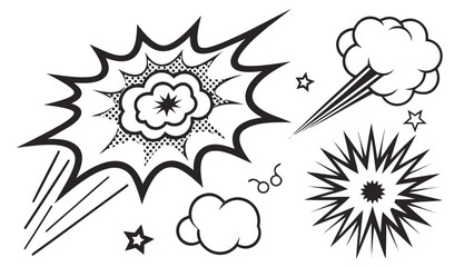 Collection of comic book style explosion and speech bubble elements