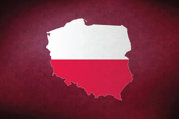 Poland vector map with flag	