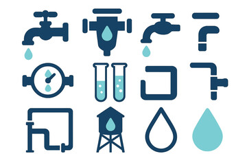 Fototapeta na wymiar Water supply and plumbing icons