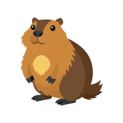 Cute Woodchuck Illustration on White Background