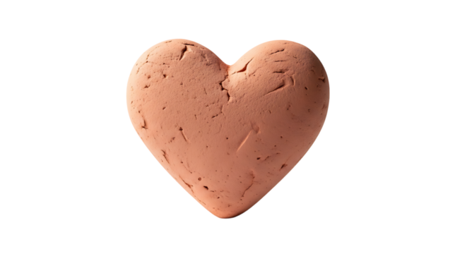 Clay heart isolated on transparent background