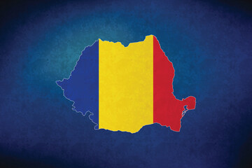 Romania vector map with flag	
