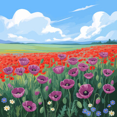 Vibrant abstract digital illustration with flowing lines and curves