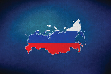 Russia vector map with flag	