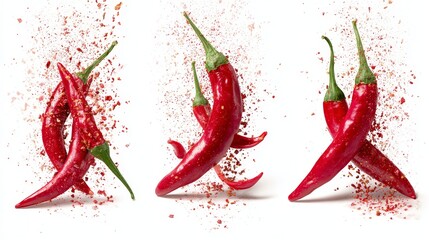 A vibrant and fiery red hot chili pepper in extreme close up detail showcasing its glossy skin intricate texture and vivid crimson color a symbol of intense spice and culinary heat