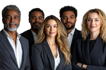 A group of people in suits are posing for a photo