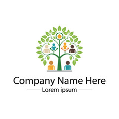Modern Family Tree Logo design with  tree and genealogy symbol