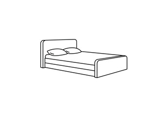 Bed frame with two pillows shown in a line drawing