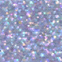 Seamless iridescent sequins glitter texture. Fabric with paillettes closeup. Seamless vector realistic background of shiny material with holographic effect.