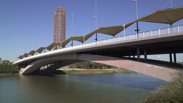 Captivating video of the Cachorro bridge over the Guadalquivir river in Seville, Spain	
