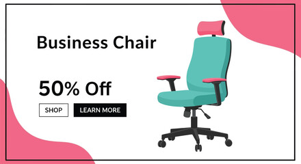 Advertisement for a business chair with 50% off