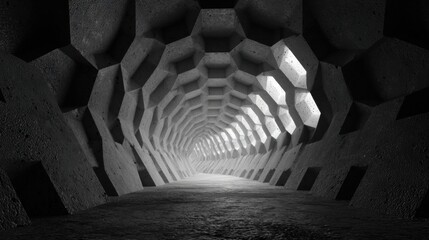 abstract concrete hexagon tunnel