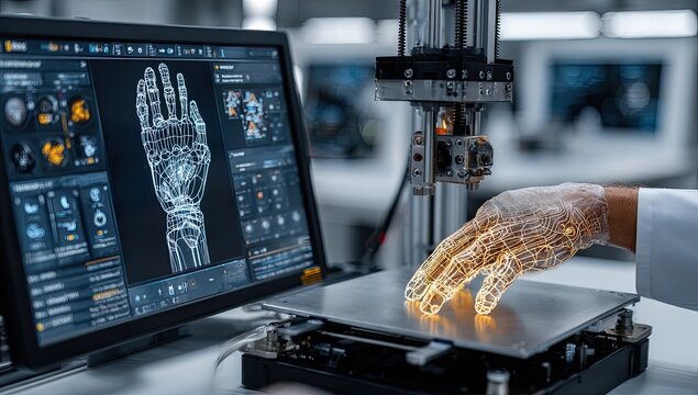 and keyword list based on the image you provided

 Scientist's hand examined on holographic projection, advanced laboratory.