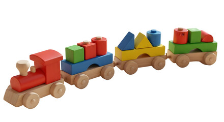 Colorful wooden train set toy