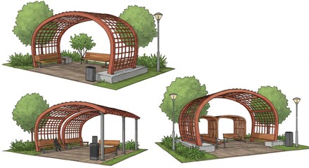 Outdoor seating areas illustrations