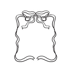 Hand drawn long bow line art. Cute bow frame vector