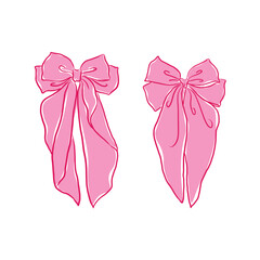 Cute couple big pink bow vector
