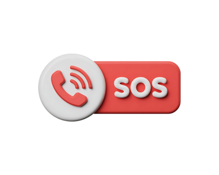 Emergency sos call button with phone icon and sound waves - Powered by Adobe