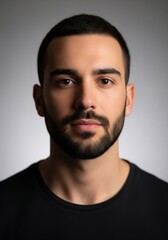 Close-Up Portrait of Young Man with Beard