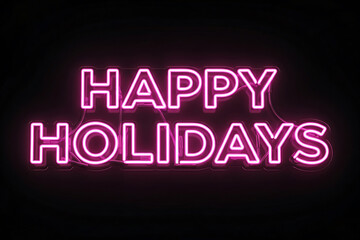 Bright pink neon happy holidays sign
