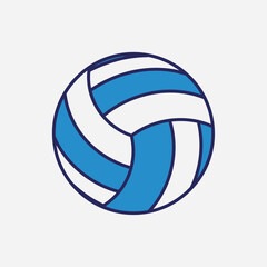 A blue and white volleyball on a light gray background.