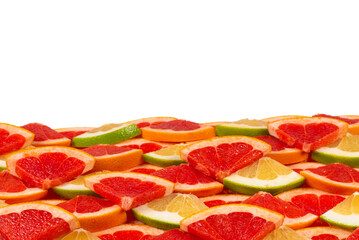Pomelo and grapefruit slices background.