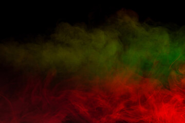 Red and green steam on a black background.