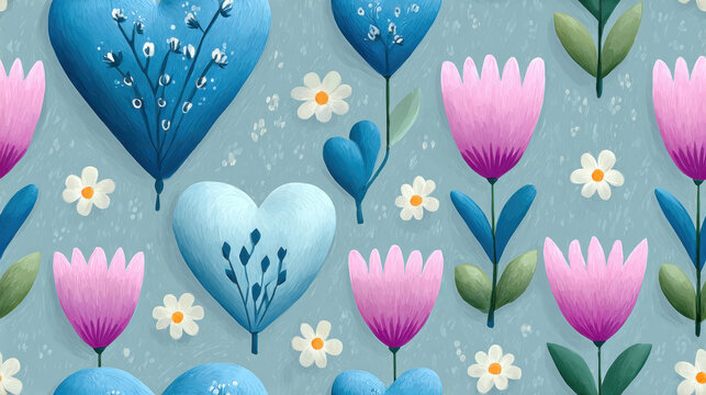 Seamless vintge heart, Vintage heart design featuring a subtle floral pattern in high fidelity.