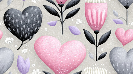 Seamless vintge heart, Vintage heart design featuring delicate floral patterns in high resolution.