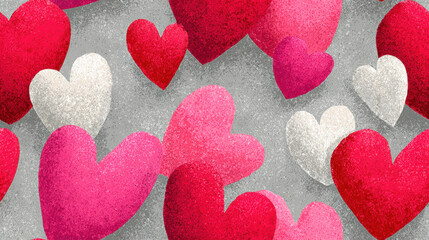 Seamless vintge heart, Abstract minimalist hearts design with vintage postcard style.