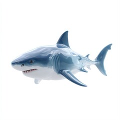 Fototapeta premium A 3D-rendered shark model on a plain background, perfect for educational materials, marine life presentations, or graphic design projects related to ocean themes and wildlife conservation,